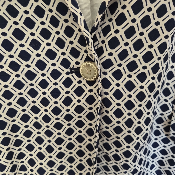 Cartonnier Navy Southwark Blazer Geometric Print Size Large from Anthro - Picture 3 of 10